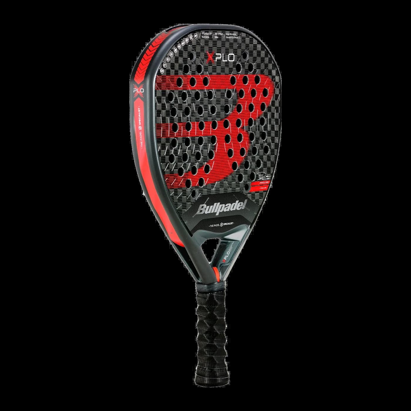 Paleta Bullpadel Xplo 2025, vista en tres cuartos